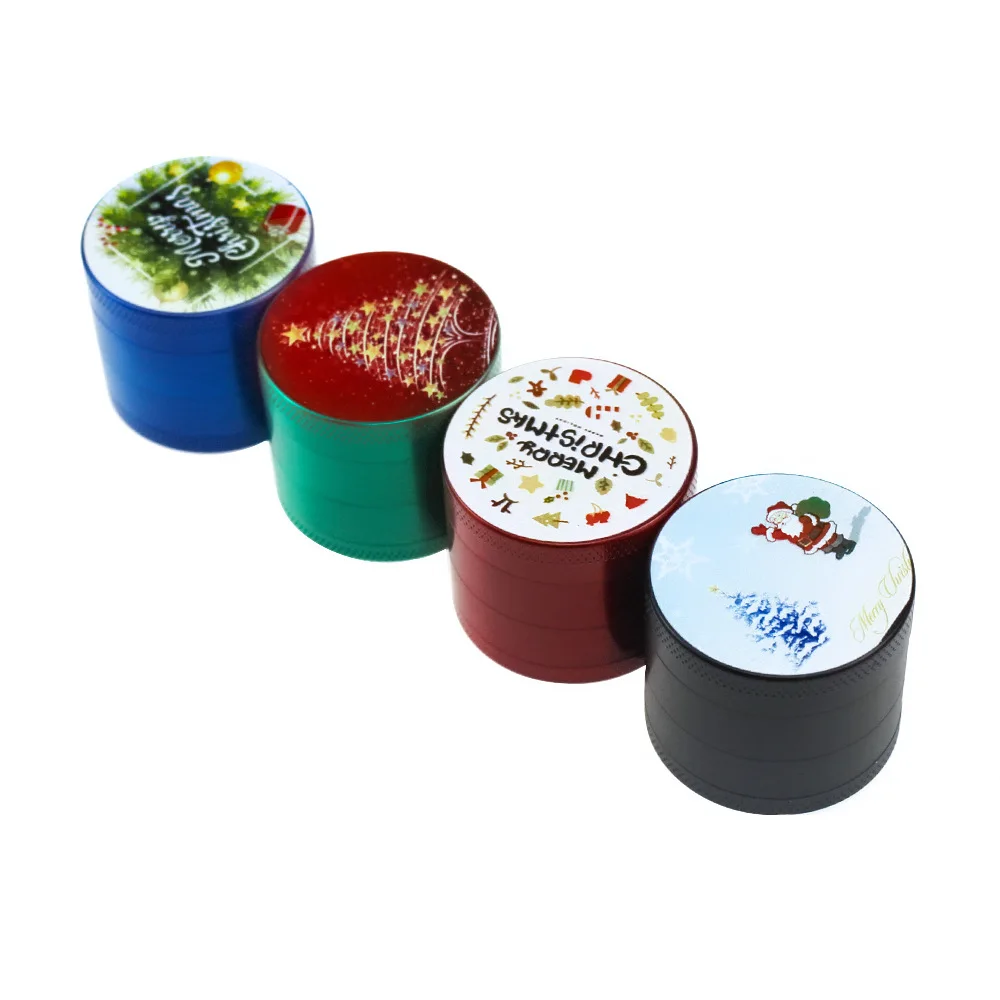 4-layer 40 mm metal cigarette grinder zinc alloy creative Christmas printed smoking grinder