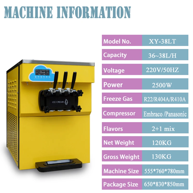 Popular  table top soft serve ice cream machine three flavors automatic soft ice cream vending machine