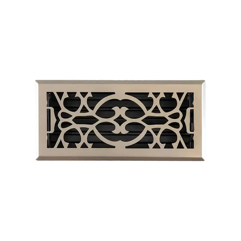 Lakeso  4x10  Decorative Floor Register Antique Brass Metal Victorian air Vents cover for floor