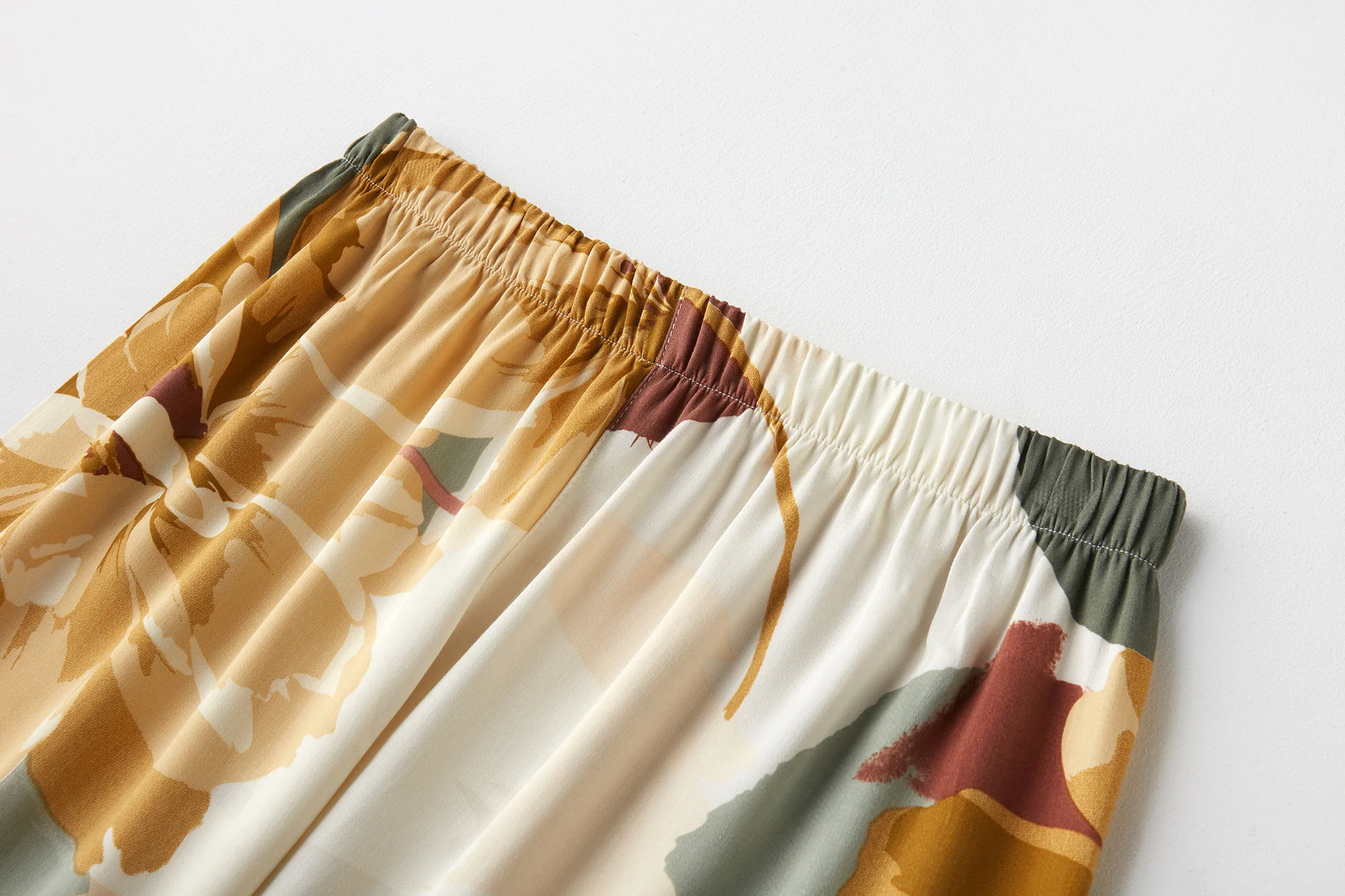 Custom Logo  2pcs loose sexy home wear 100% pure silk floral sleepwear long pajamas