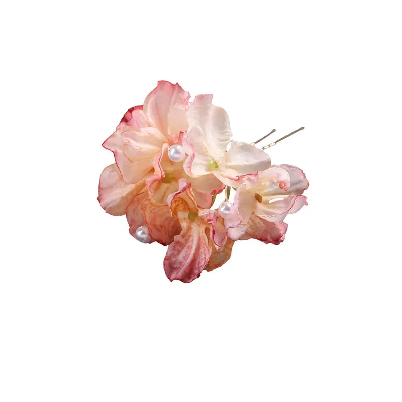 Baiyiyuan Wholesale Wedding Bridal Hair Accessories Elegant Metal U Shaped Artificial Silk Blossom Hibiscus Flower Hair Clip