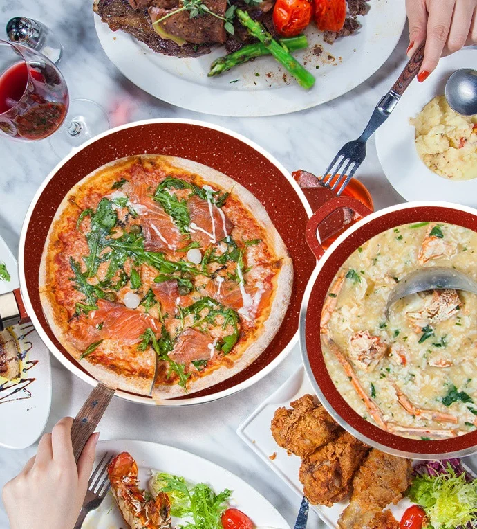 granite non stick frying pan aluminum cooking pots and pans sets household utensils marble cookware set HQCU0018