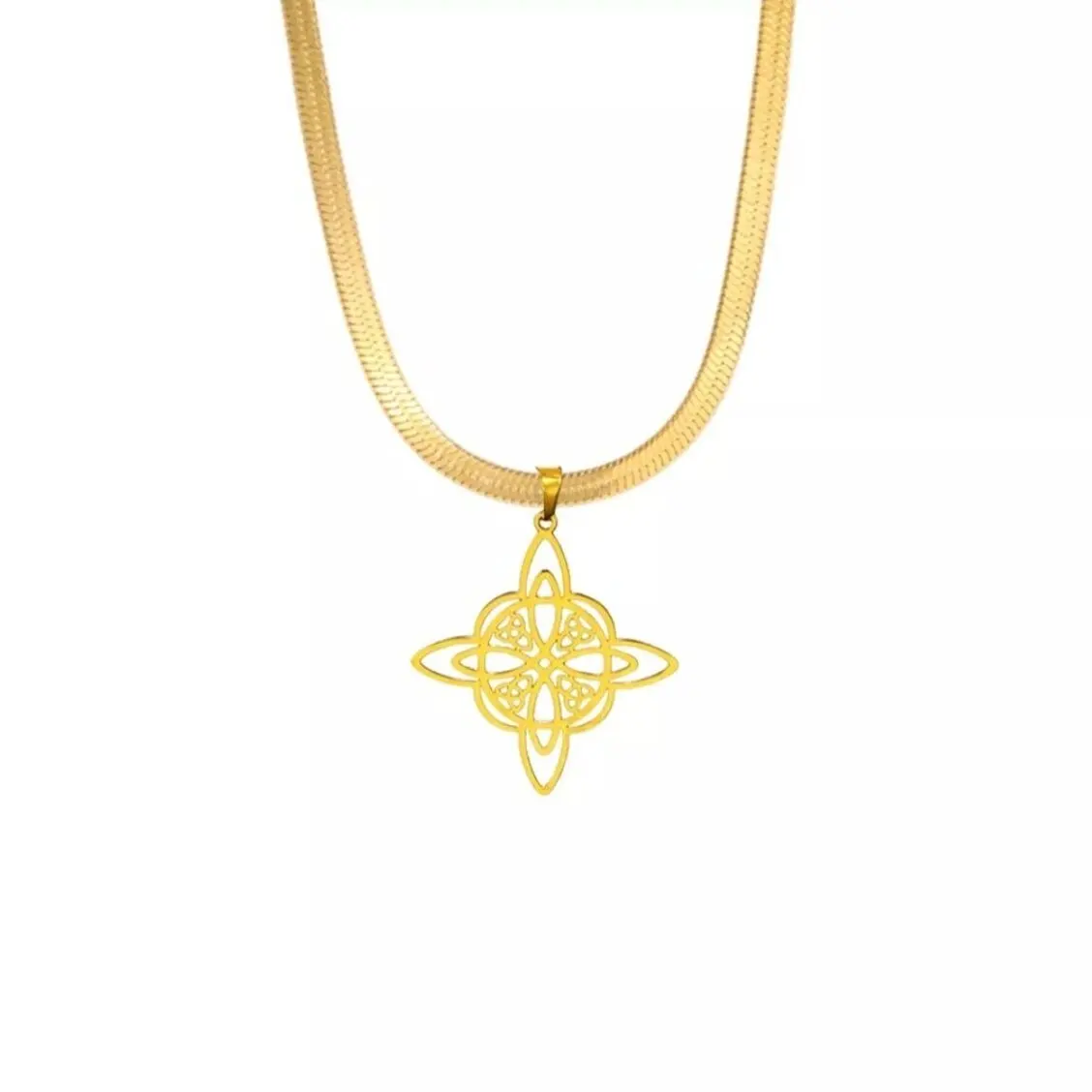 INS Fashion Stainless Steel Witch Knot Necklace Celtic Knot Necklace Cross Protection Amulet Women Men Fashion Jewelry
