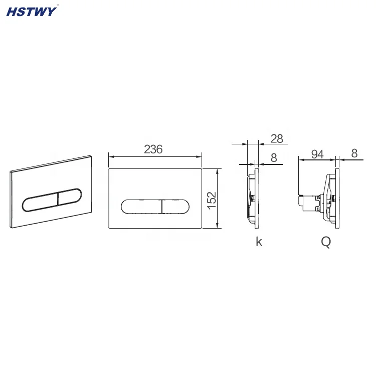 FS2001-Z Concealed Cistern for HST/WDI Wall-hung Toilet with F5110 Matte Black color Top or Front Press Flush Plate