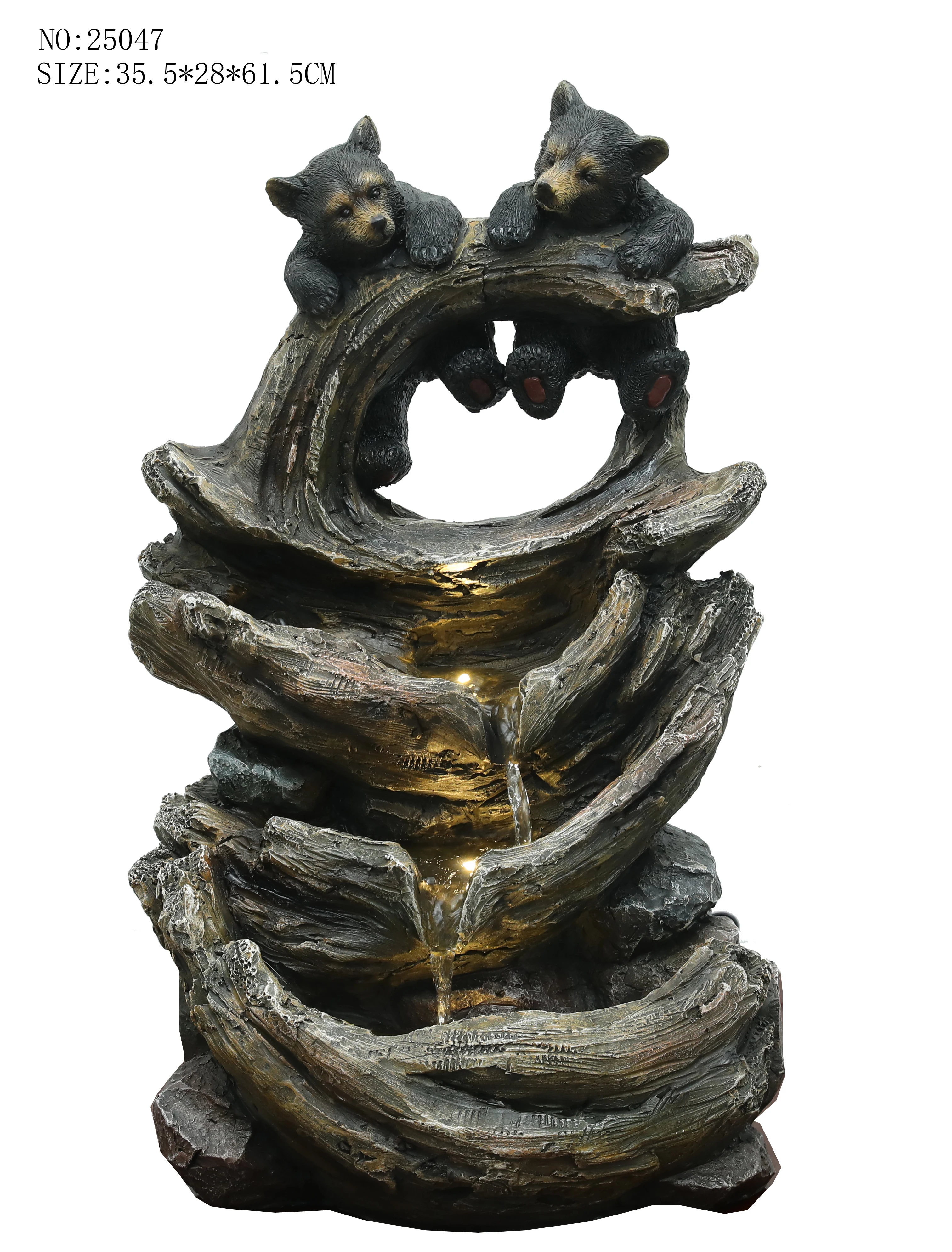 Stone rockery large polyresin water fountain with led light packing