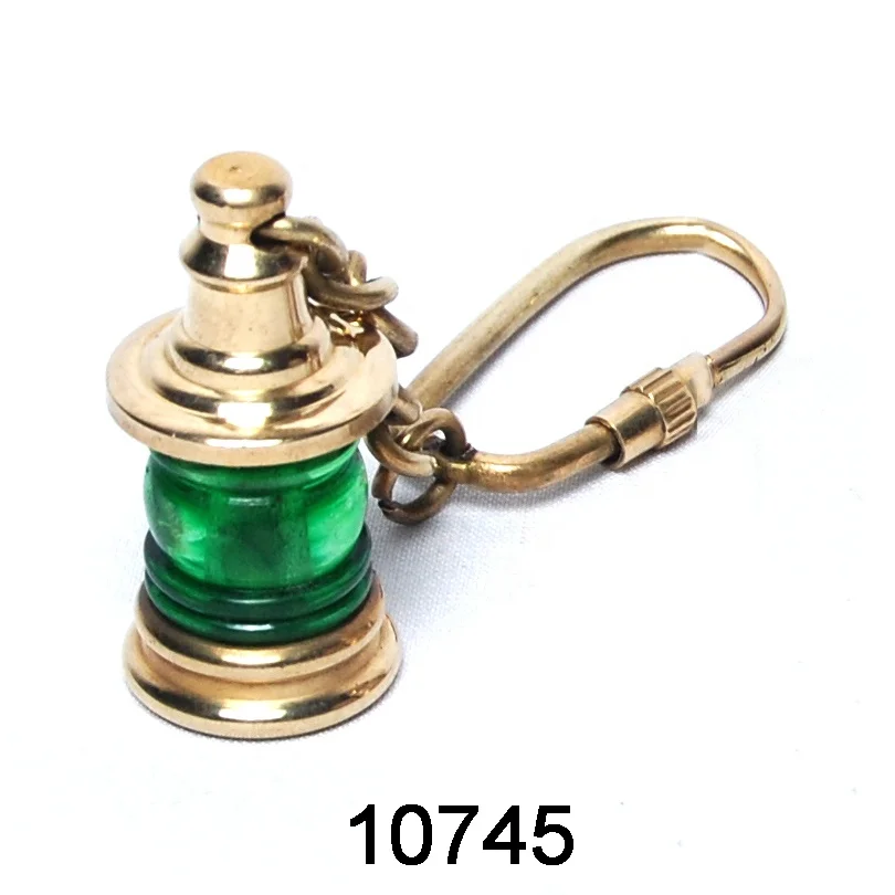 Nautical Brass Lantern Shape Keychain Luxury Quality Metal Key Ring & Chains Economically Priced for Export