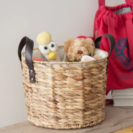 Hand Woven Wicker Water Hyacinth Sea Grass Vegetable Egg Hamper Flower Storage Basket