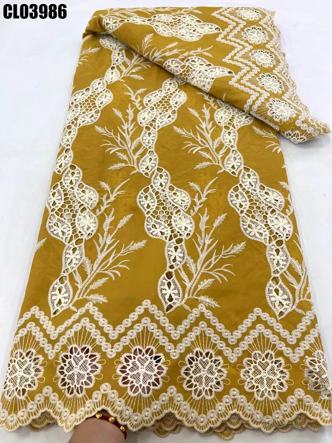 Austrian embroidery beautiful Laser embroidery guipure lace fabric embroidery cord lace Garment accessories lace with cord