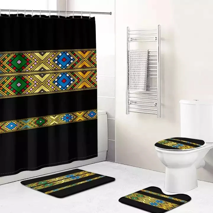 Design Ethiopian Traditional Saba Telet Shower Curtain for Bathroom