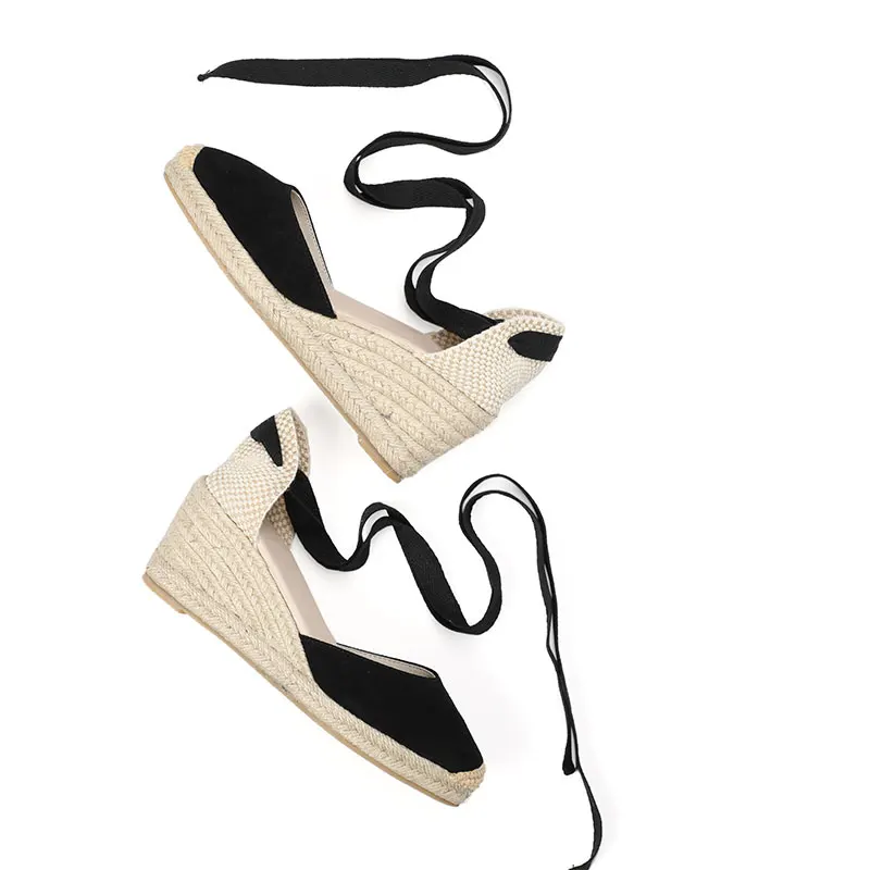 Hot Sale Ladies Summer Fashion Leather Wedge Sandals Lightweight Comfortable Hard-Wearing PU Genuine Leather Upper Flat Platform