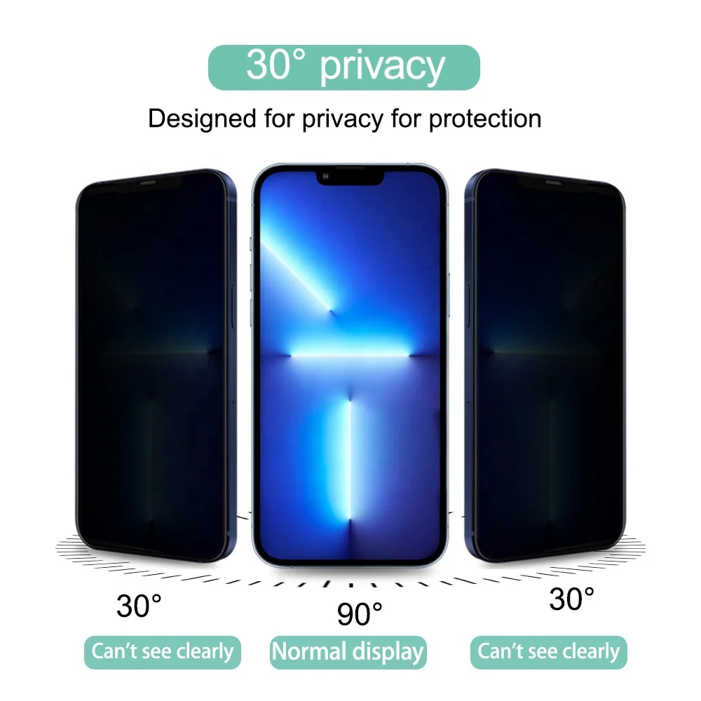 Hot Full Glue Anti Spy 3D Privacy Tempered Glass Film for iphone 13 pro max Mobile Phone privacy Screen Protector