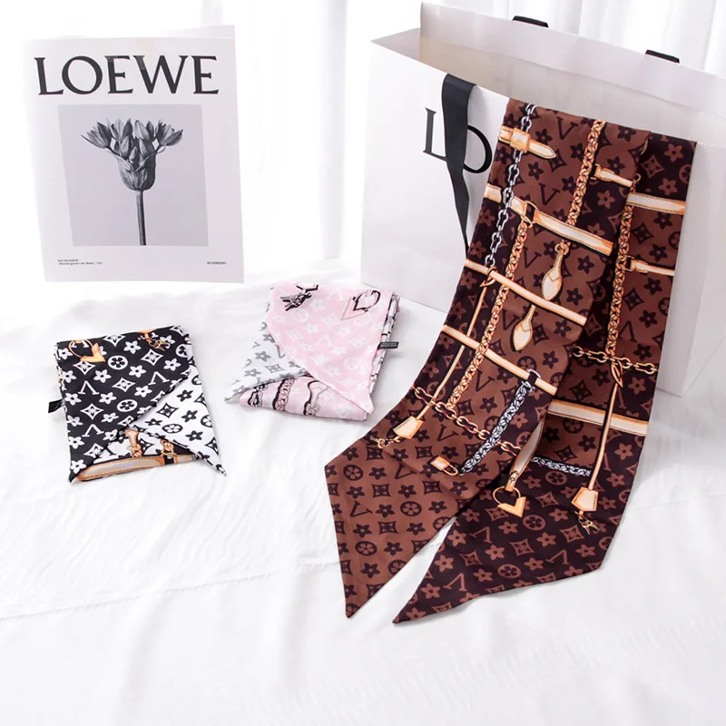 Новый стильный маленький шарф для весны и лета, тонкий и узкий ленточный шарф, женское украшение, тесьма для сумки, лента для галстука, головной платок