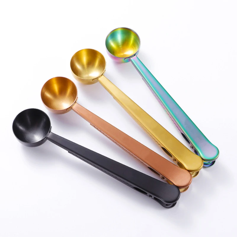 304 stainless steel custom measuring tea powder 1 tablespoon steel sterling silver food scoop coffee spoon clamp with hole