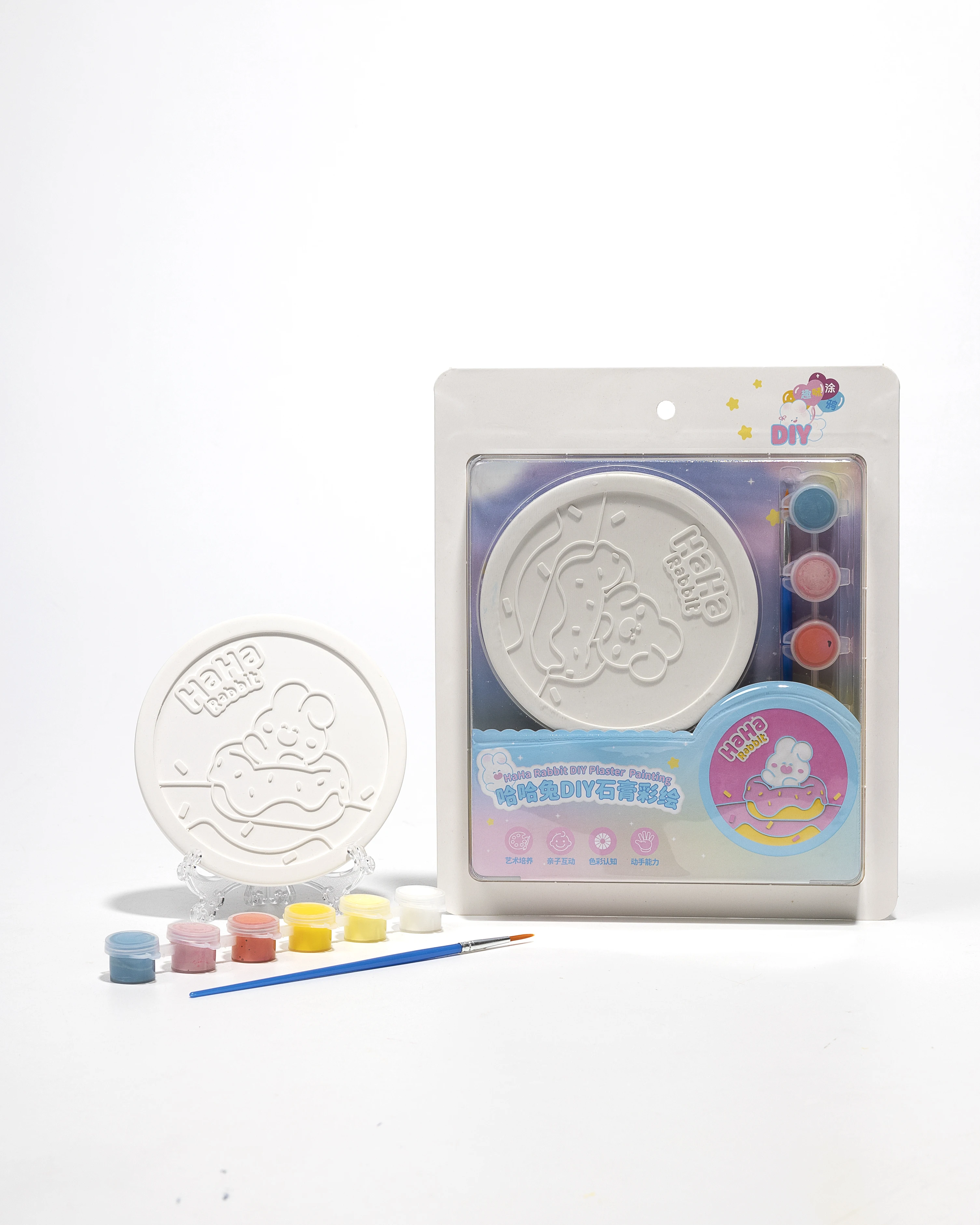New product ideas 2024-Haha Rabbit diy children toy gypsum art Painting plaster craft drawing educational toy as gift for kid