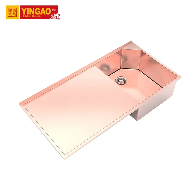 Rub garment board PVD coating rose gold multi-function laundry single bowl sus304 stainless steel sink
