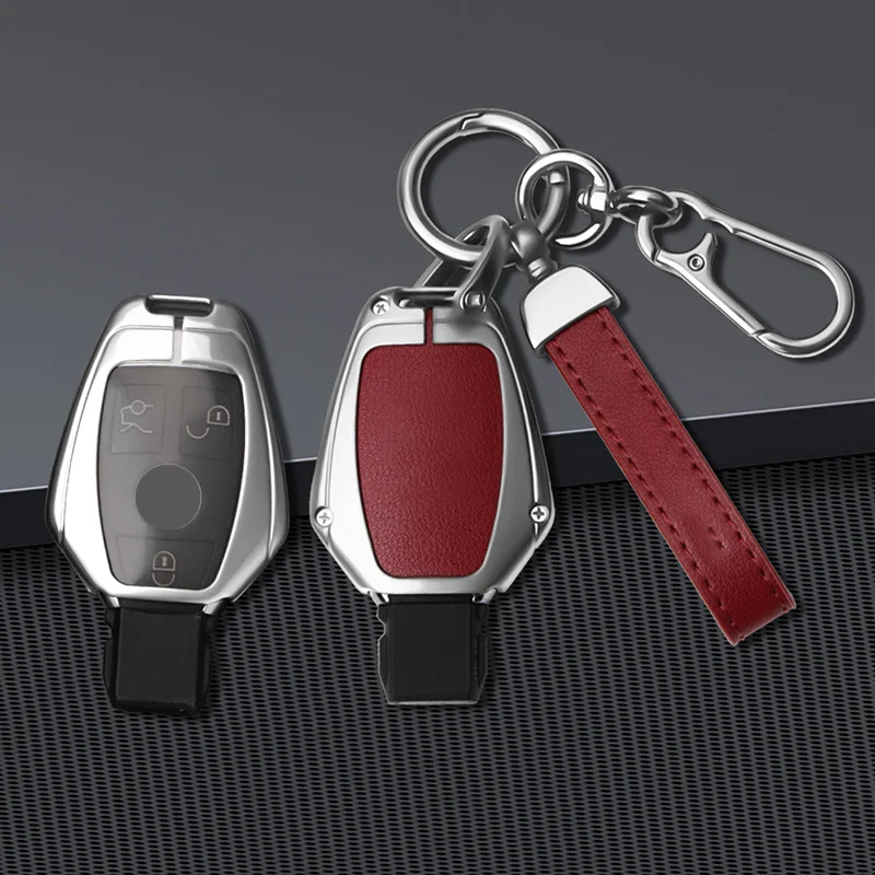 Leather Shell Car Key Case Cover Key Holder For Mercedes Benz SLK E113 A C E S W168 W124 W202 W203 ML350 ML500 1984-2004