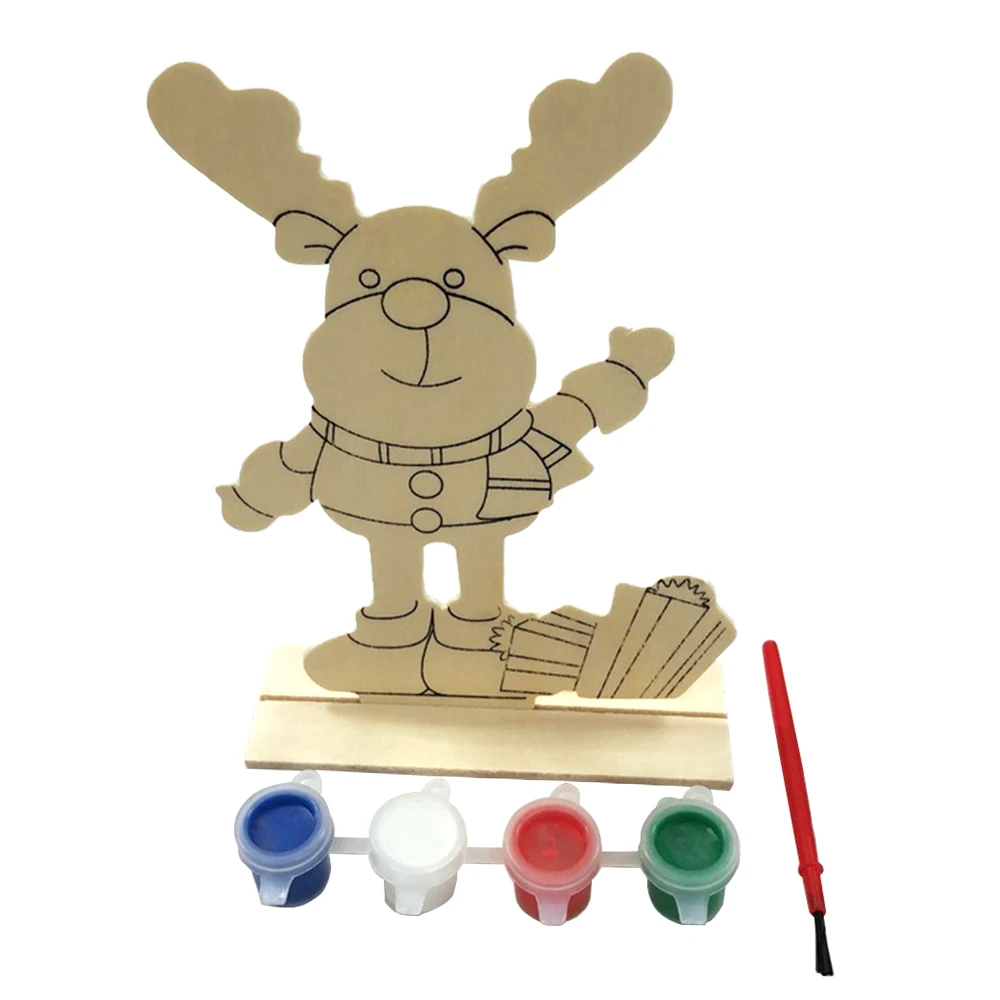 customizable pattern wood crafts christmas ornament kid Handmade Toy DIY wood kit Wooden Painting Set