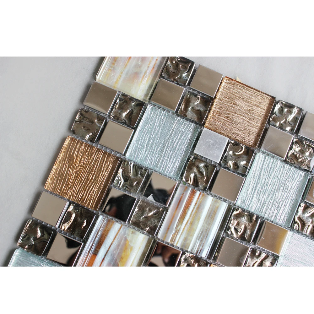 Bathroom and Kitchen Glass Mosaic Glossy Wall Decorative Luxury Decoration Golden Gold