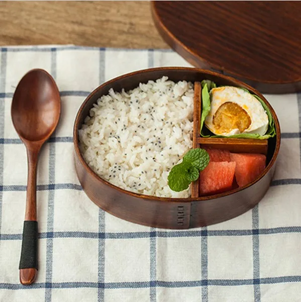 Japanese Style Wooden Bento Lunch Box For Food Fruit Sushi Bento Box Bowl Reusable Picnic Food Container