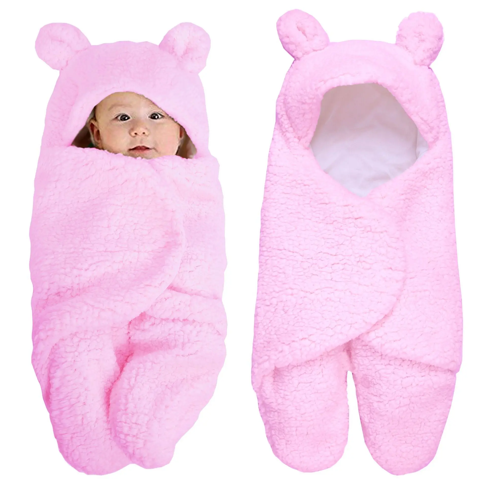 
Custom Bear Kids Infant 100% Cotton Baby Flannel Hooded Sherpa Blanket 