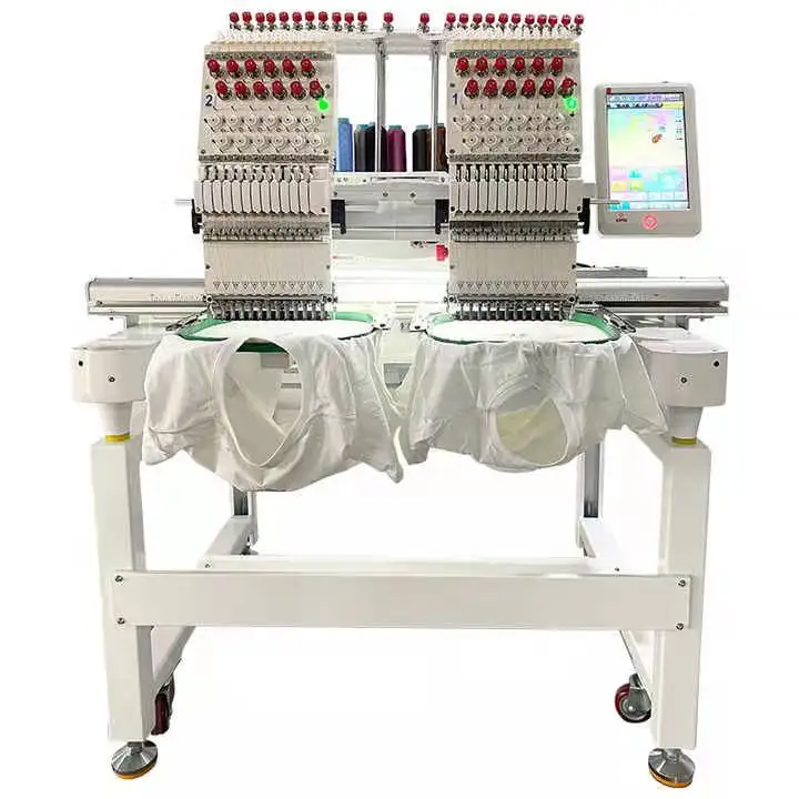 QM-1202 high quality big embroidery area 500x400mm 12 15 needles computerized two heads embroidery machine for sale
