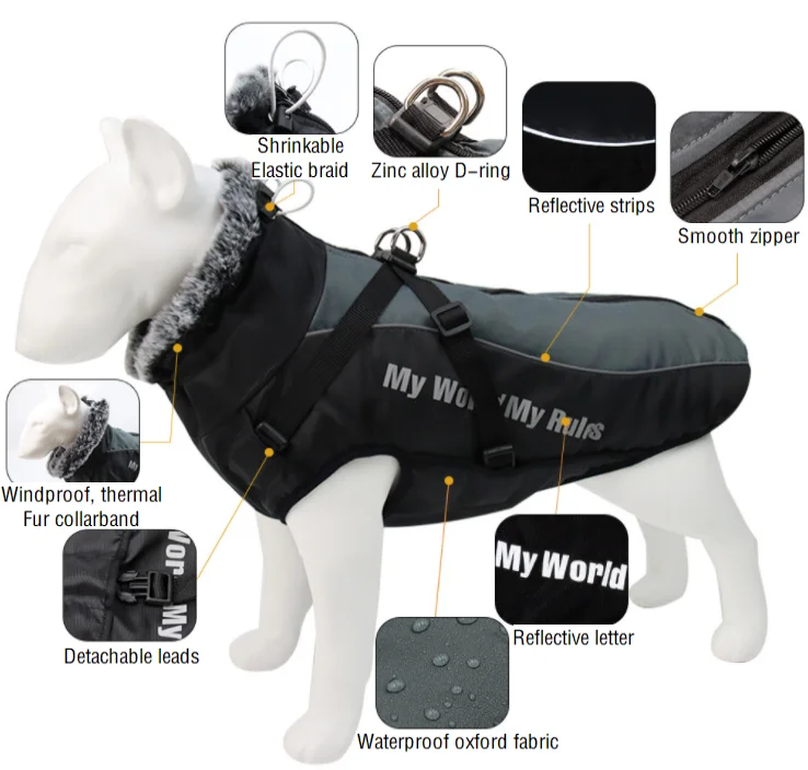 Zipper Cotton Warm New Supplies apparel clothing puppy costume Pet small medium dogs solid Pets Big Winter Luxury Dog clothes