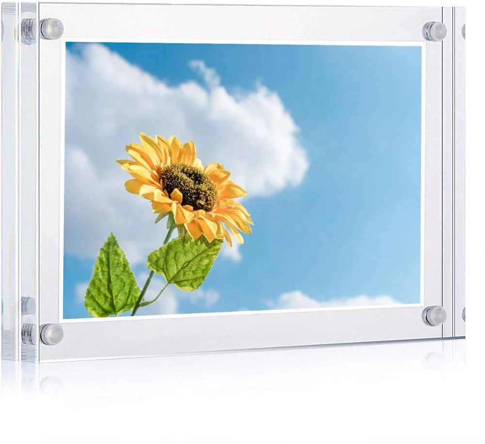 Acrylic Magnet Photo Frame Picture Holder Clear Photo Frame Free Standing for Tabletop