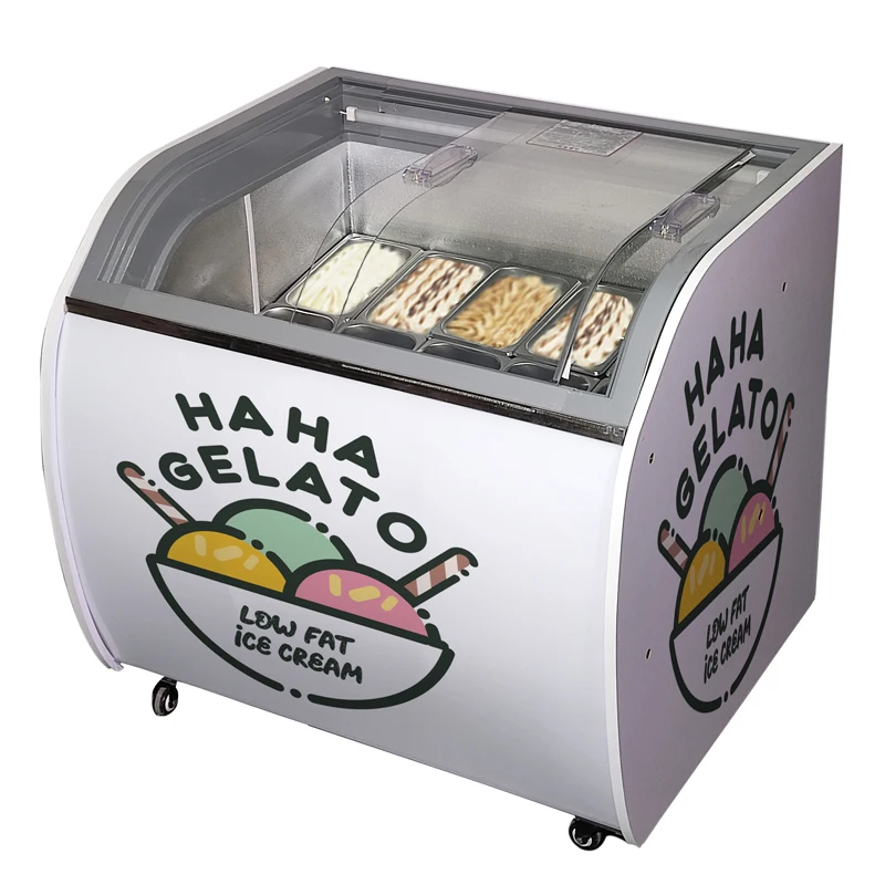 LVKE Ice cream display cabinet 12 pans gelato freezer beautiful new design