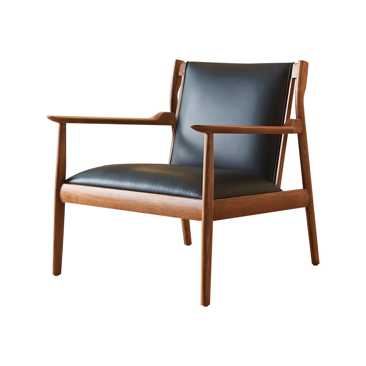 Японский простой подлокотник спинка нордический Одноместный деревянный кожаный диван стул