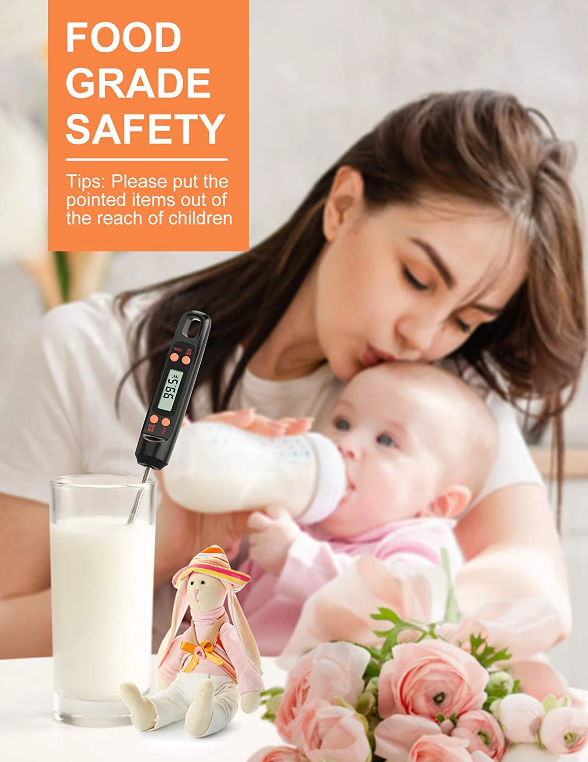 Kitchen Oil Meat Thermometer Cooking Kitchen LCD Display Instant Read Thermometer