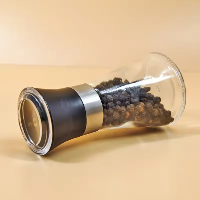 Mini Size 80ml Salt & Pepper Grinder Glass Jar, Pepper Salt Spices Seed Mill Grinder Glass Bottle