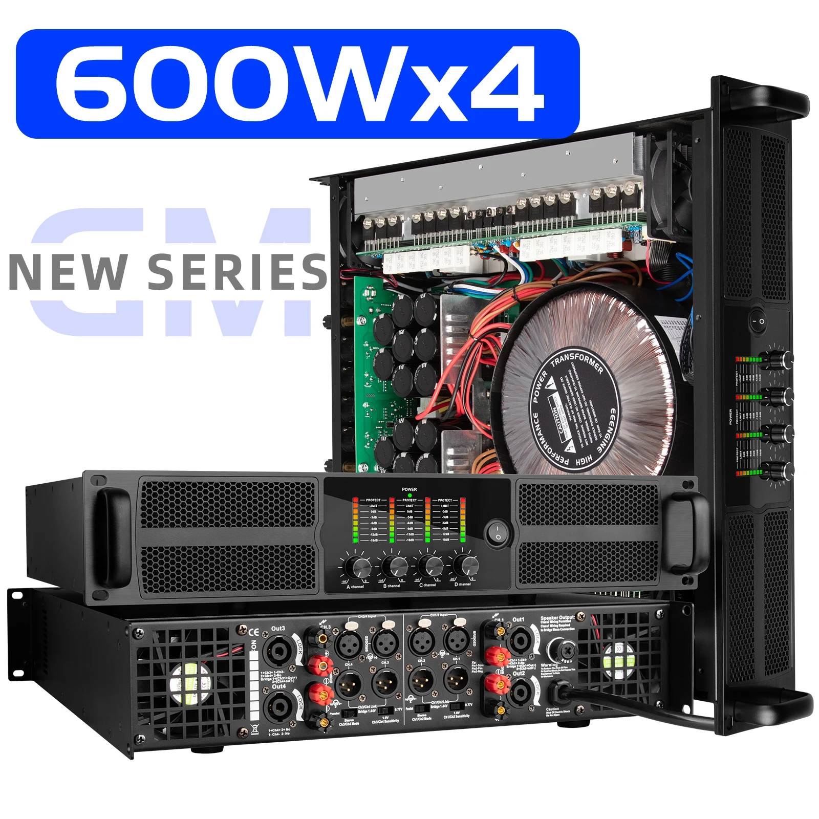 Hight Quality GM11 Power Amplifier Professional 600W*4 For Home Use Karaoke Stage