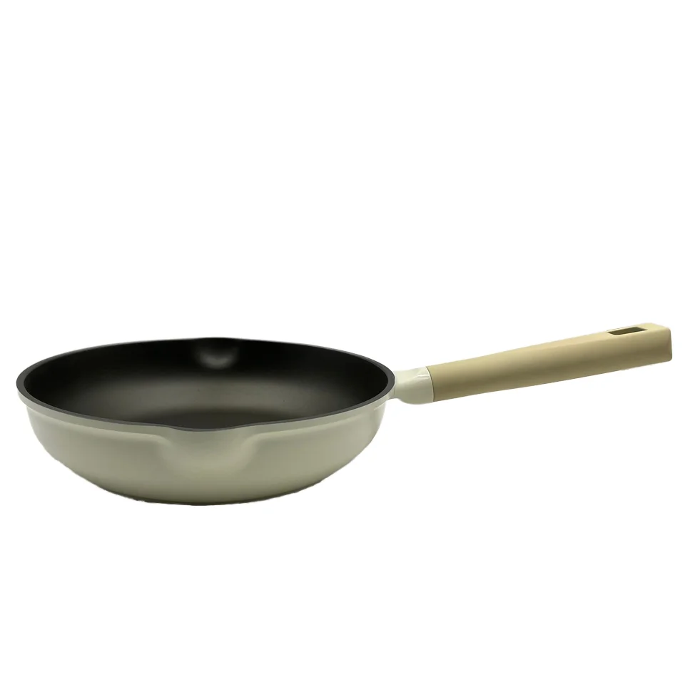 New Arrival Sustainable Metal Aluminium Nonstick Cooking Fry Pan with Tempered Glass Lid and round Handle Saute Pans