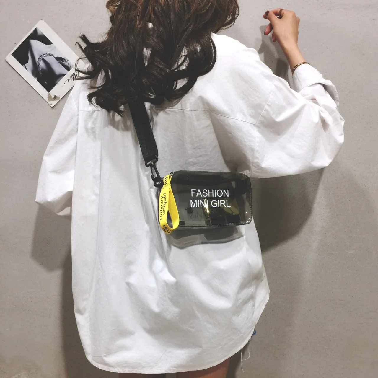 2024 Custom Fashion Transparent PVC Handbags Clear Jelly Purse Letter Printed Mini Shoulder Messenger Bag for  Women