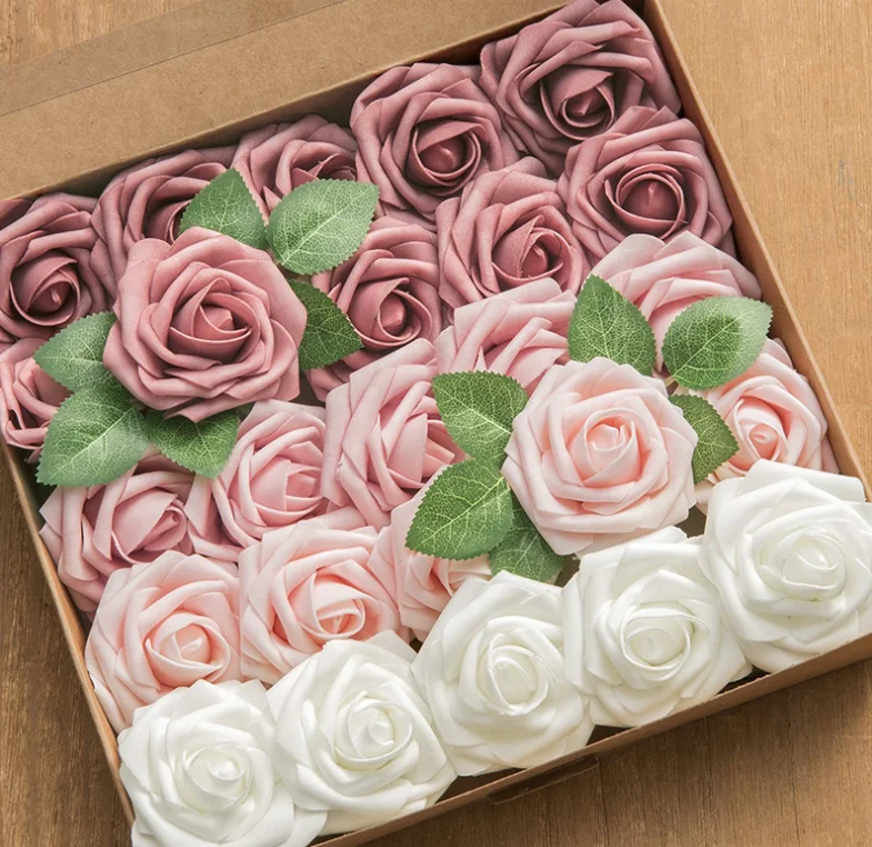Горячая Распродажа, 25 шт., мягкие высококачественные декоративные искусственные розы из латекса