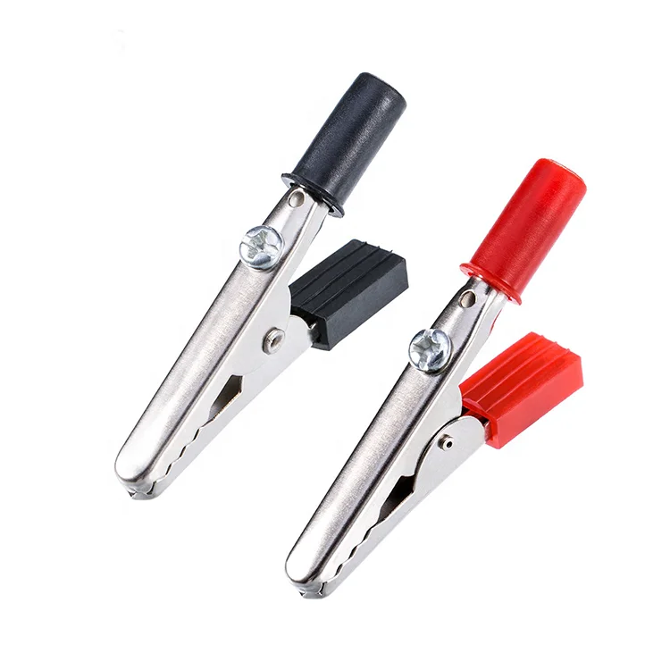 Тестовый щуп с пластиковой ручкой, металлический зажим типа крокодил, черный и красный, для обслуживания электроники, для школы и лаборатории, 50 мм