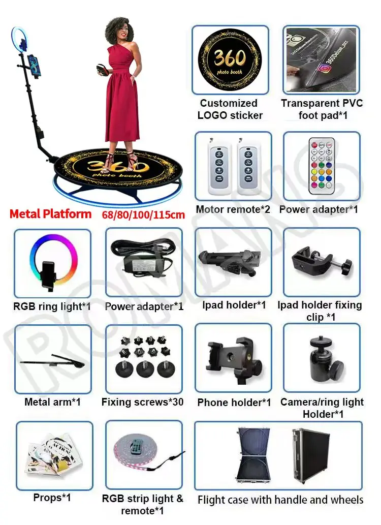 2023 New wedding photo both 360 degree rotating automatic ring light slow motion photo booth 360 photobooth of birthday party