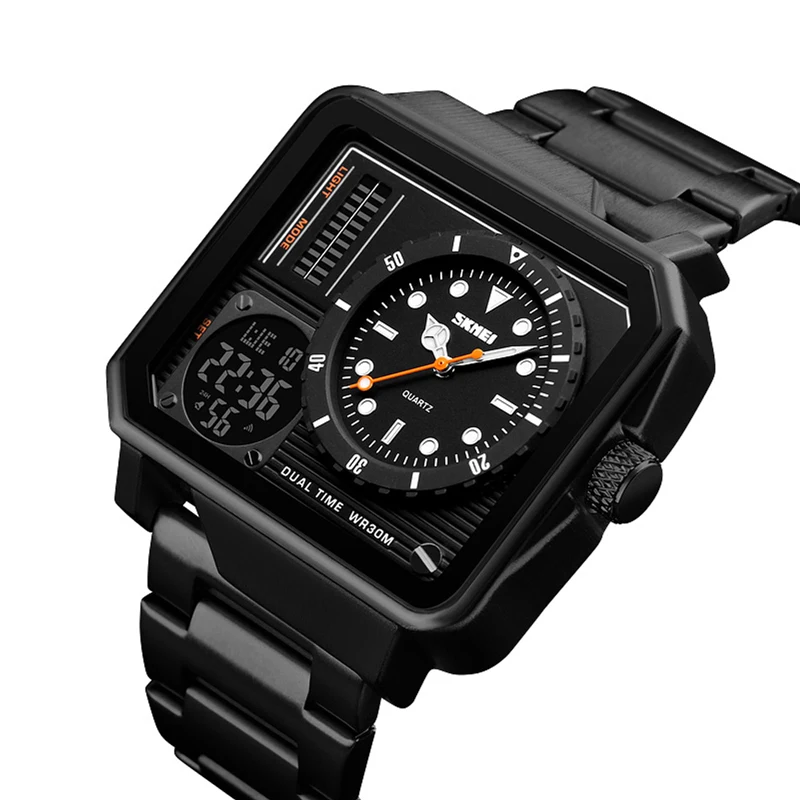 skmei 1392 multifunction 2020 man luxury stainless steel dual time digital watch
