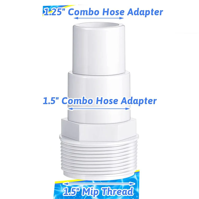 1.25/ 1.5 Inch Combo Hose Adapter Pool Filter Pump Hose Adapter Replacement for Above-Ground Intex Pool Pump, Filter, Skimmer
