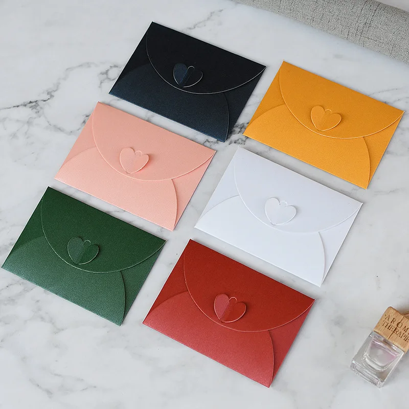 Recyclable Custom Heart Shaped Clasp Brown Kraft Paper Envelope Mini Envelopes Gift Card Envelopes