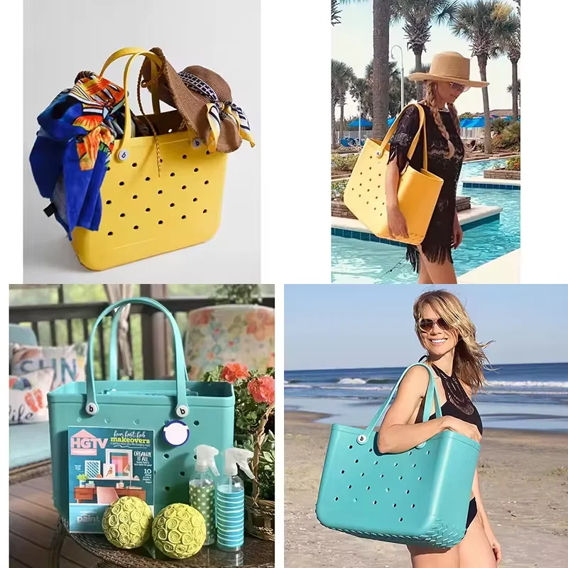 Hotsale Waterproof Woman Eva Rubber Tote Large Shopping Basket Bags Beach Silicone Bogg Bag Purse Eco Jelly Candy Lady Handbags