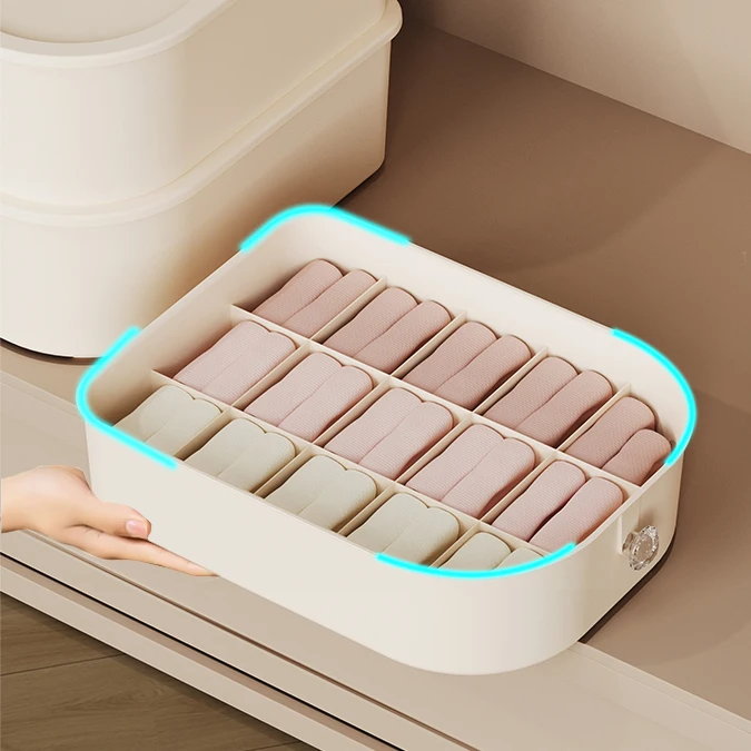 High Quality Custom Style Multicell Plastic Underwear Organizer Storage Box Sock Underwear Storage Organizer