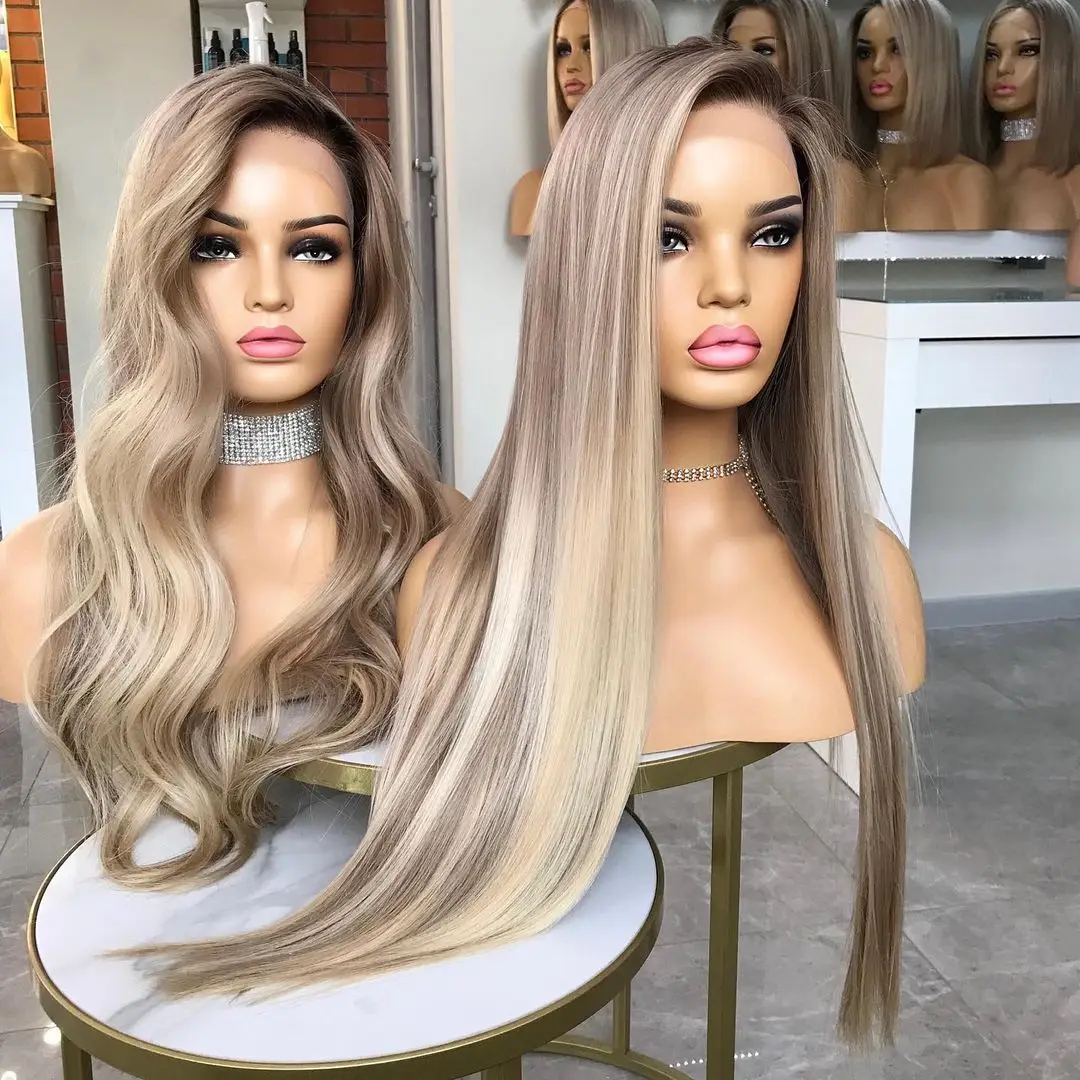Top Grade European Virgin Human Hair Jewish Kosher Silver Color HD Transparent Lace Front Wigs With Fringe