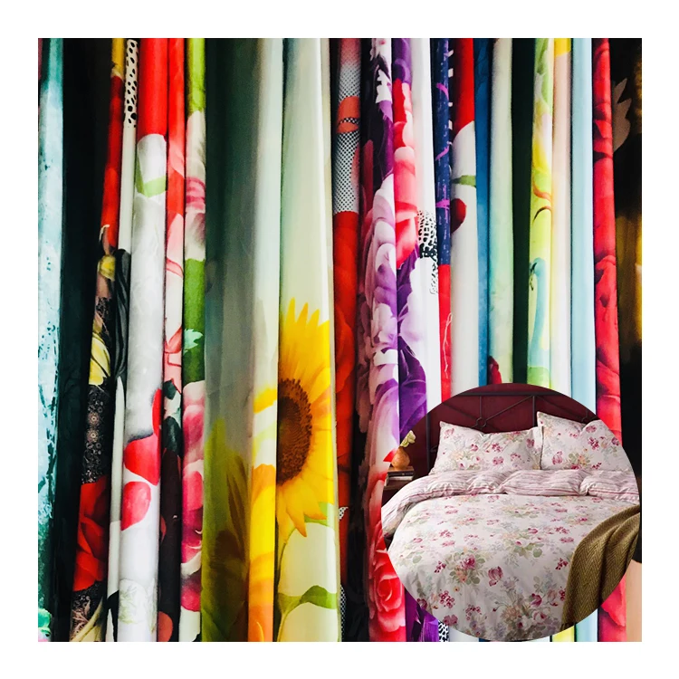 Twill microfiber material disperse print flower poly bed sheet custom print your own fabric