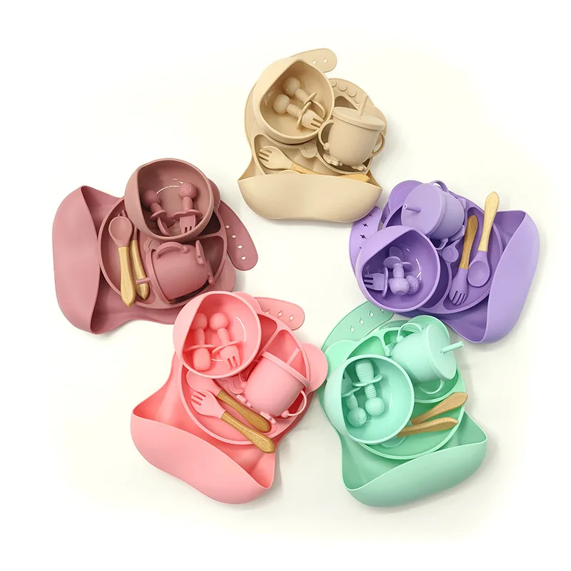 Factory 2023 Trending Portable Unbreakable Baby Eating Dishes Baby Feeding Tableware For Children