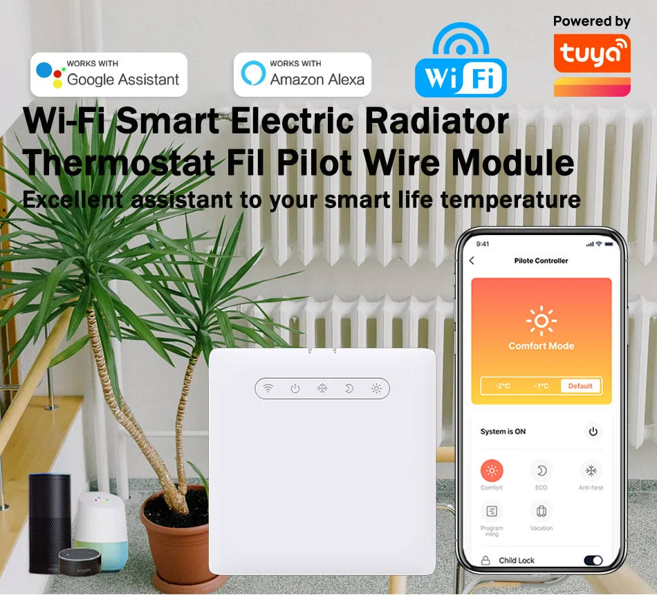 Electric Radiator Wifi Thermostat Heating Controller Pilot Wire pilot module