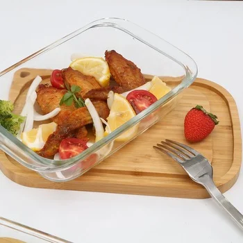 Jasper Glass Oval Baking Dish/Lasagna Pan with Natural Bamboo Lid utensilios para hornear de vidri