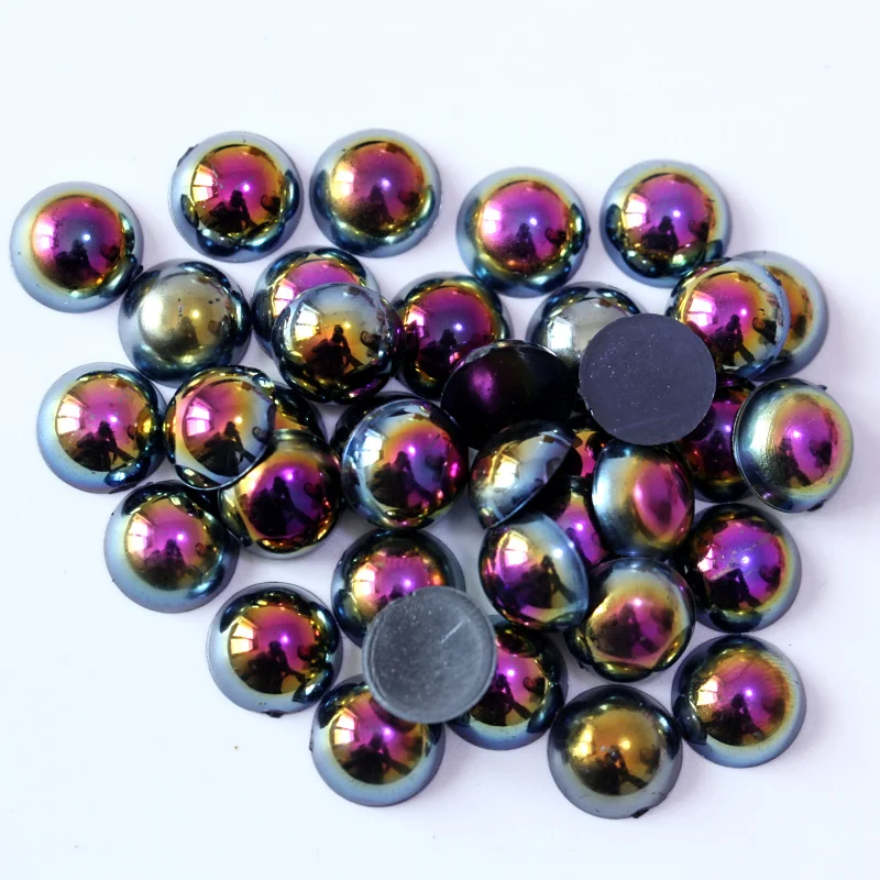 
Wholesale Citrine AB ss2-ss14 Mix Color Plastic Half Round Pearls in Bulk 