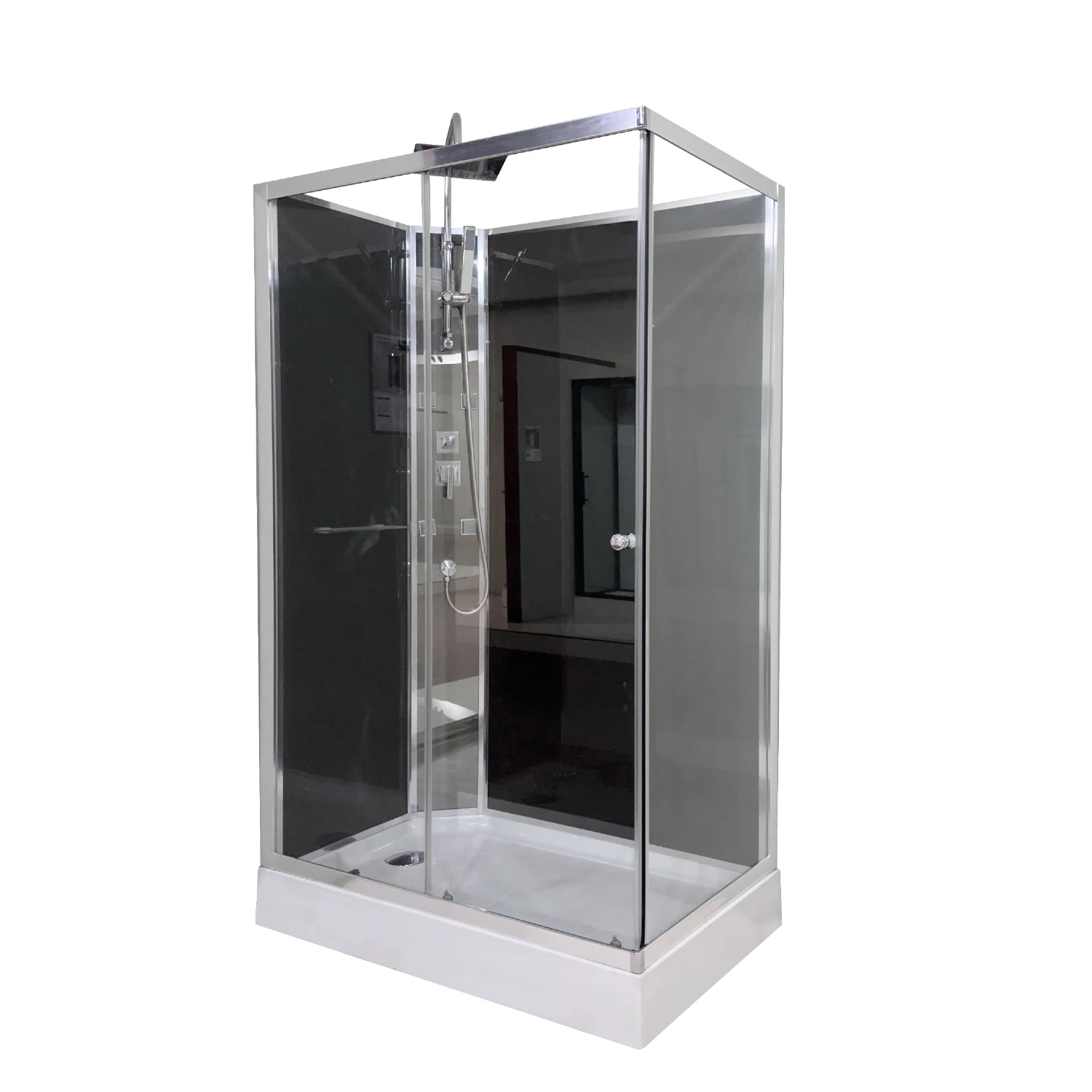 cheap  price 80x80 square  Chrome Aluminum Complete clear glass shower cabin quick install shower cabin