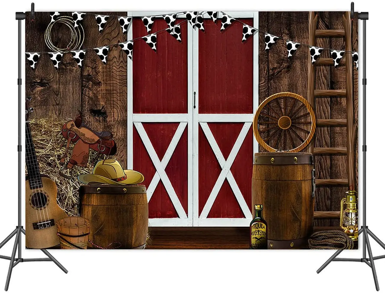 Vinyl 7x5ft Western Backdrop for Photography Photoshoot Supplies Farmhouse Barn Door West Cowboy Scene Photo Background Kids